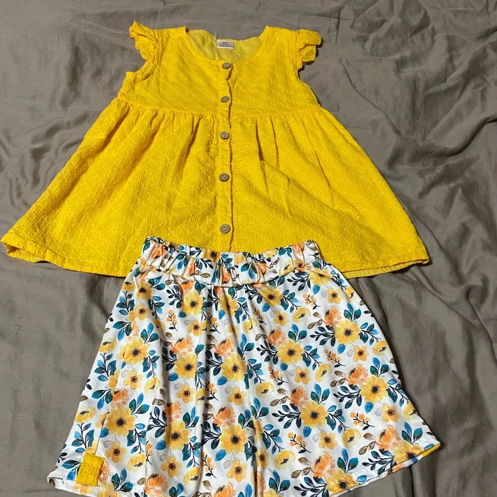 Yellow Floral Kids‎ Matching Set